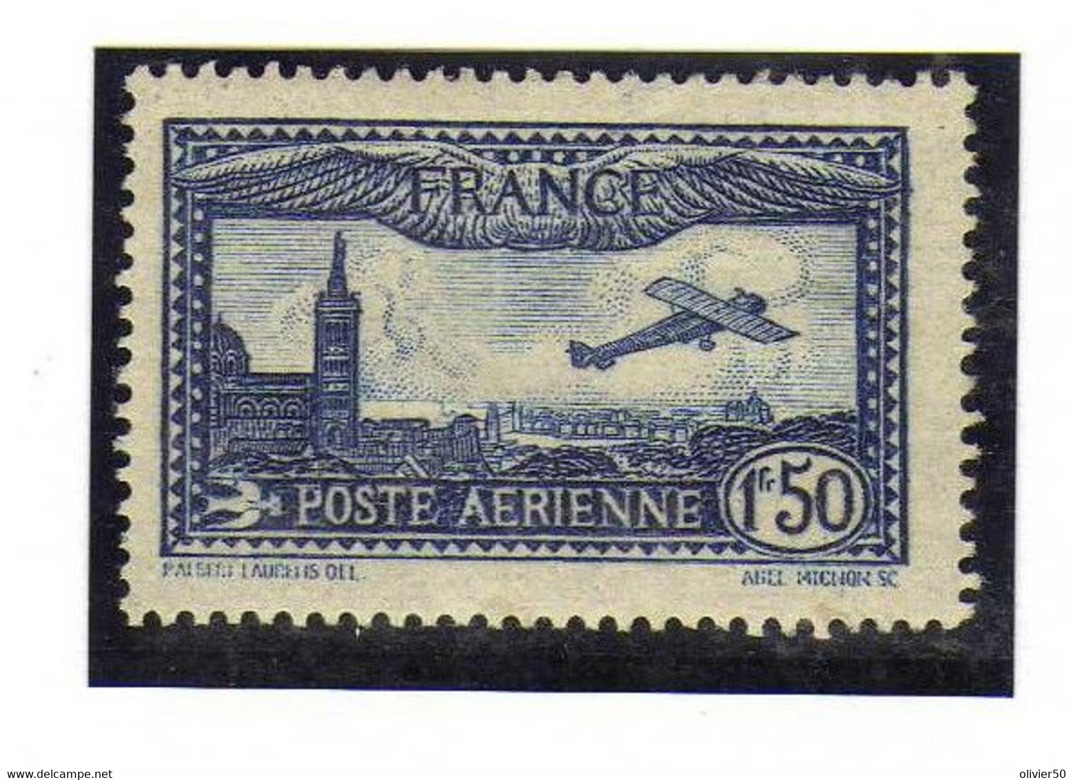 France - (1930)  - P A 1 F. 50 Avion Survolant Marseille -  Neuf* - MLH - 1927-1959 Neufs