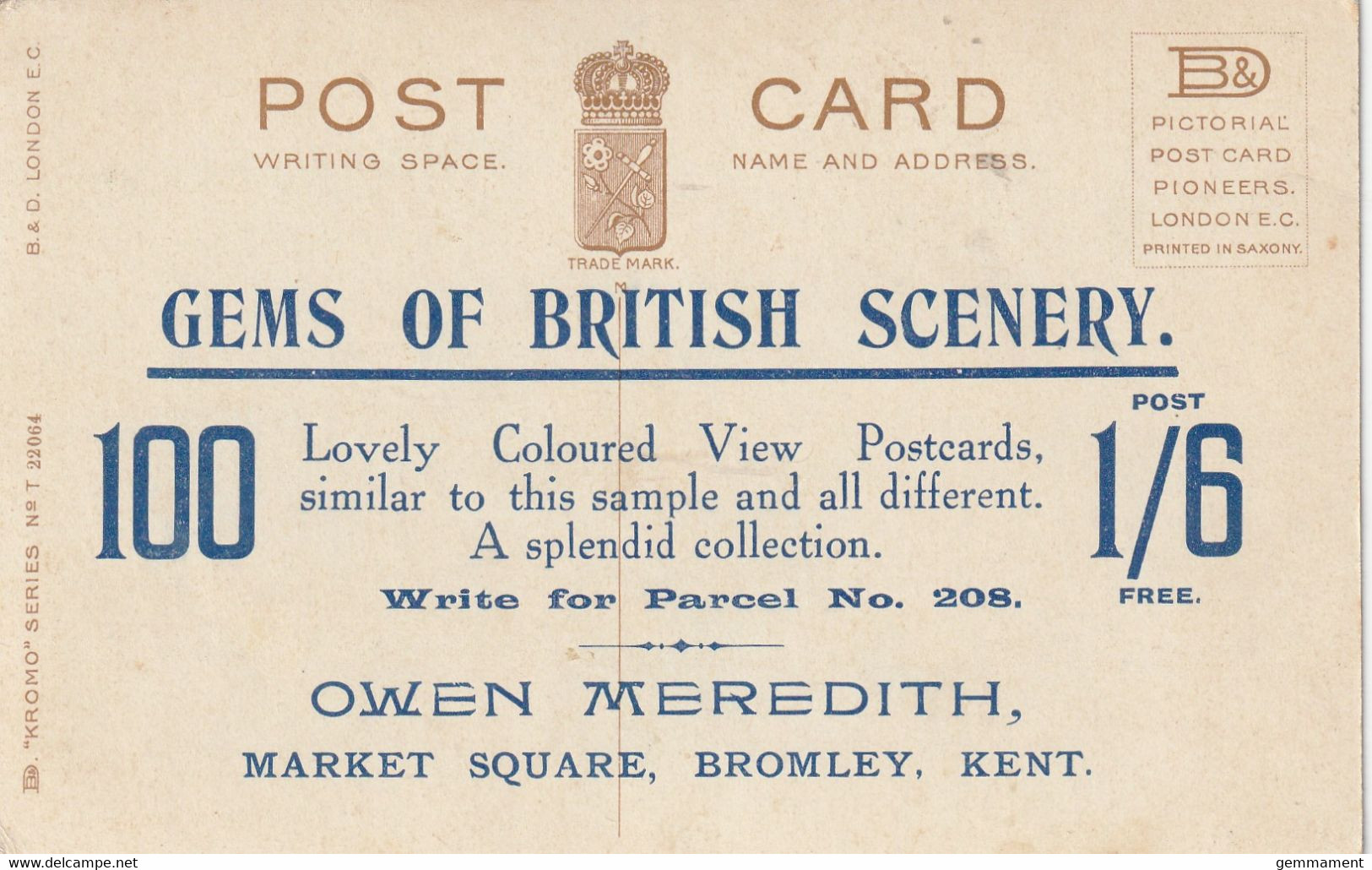 ROCHESTER-PRIORY GARDENS . ADVERT CARD FOR MEREDITH POSTCARDS - Rochester