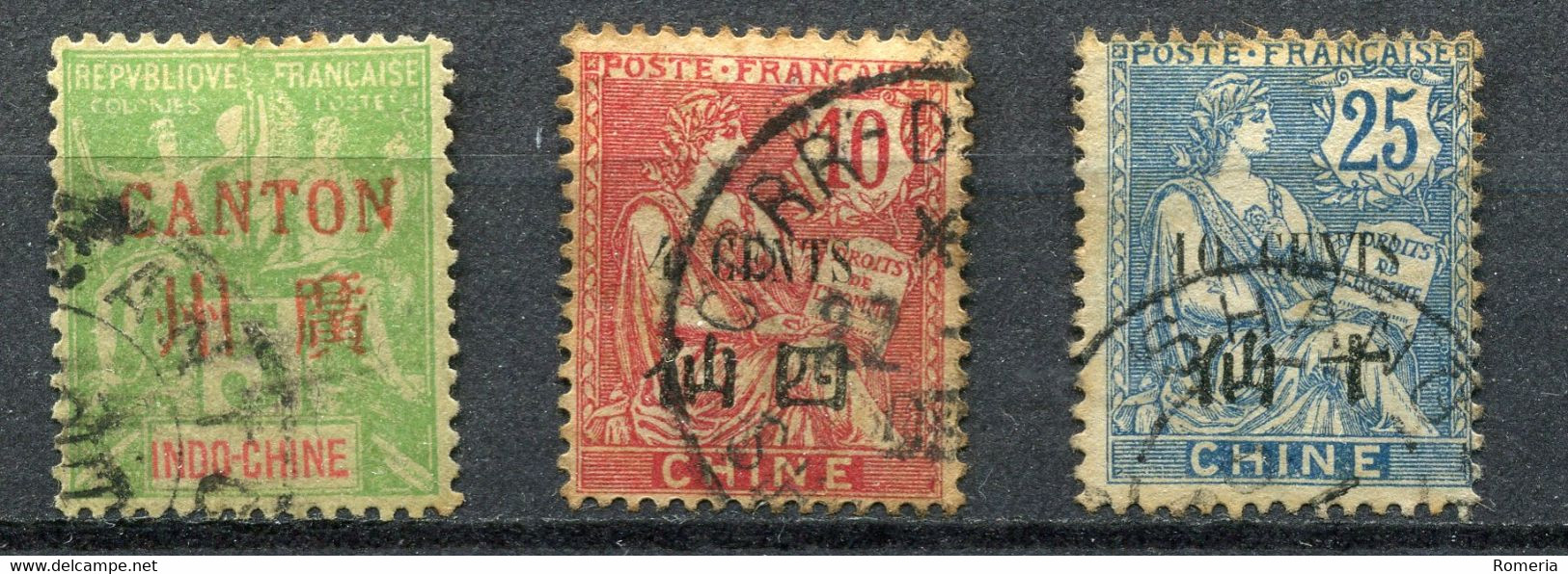 Chine - Canton - 1901/1902 - Yt 5 - 24 - 27 - Oblitérés - Used Stamps