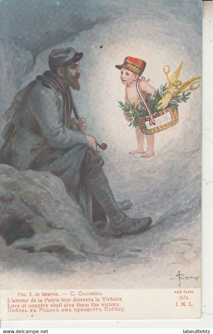 S. De SOLOMKO - L'Amour De Patrie Donnera La Victoire - Guerre Européenne 1914 Edition Patriotique - Militaria PRIX FIXE - Solomko, S.