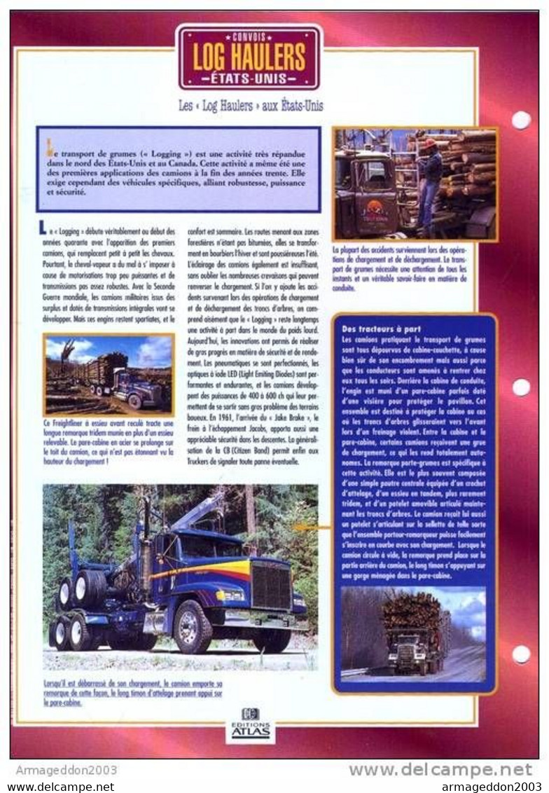 C2/ FICHE CARTONNE CAMION CONVOI US LOG HAULERS - Camiones