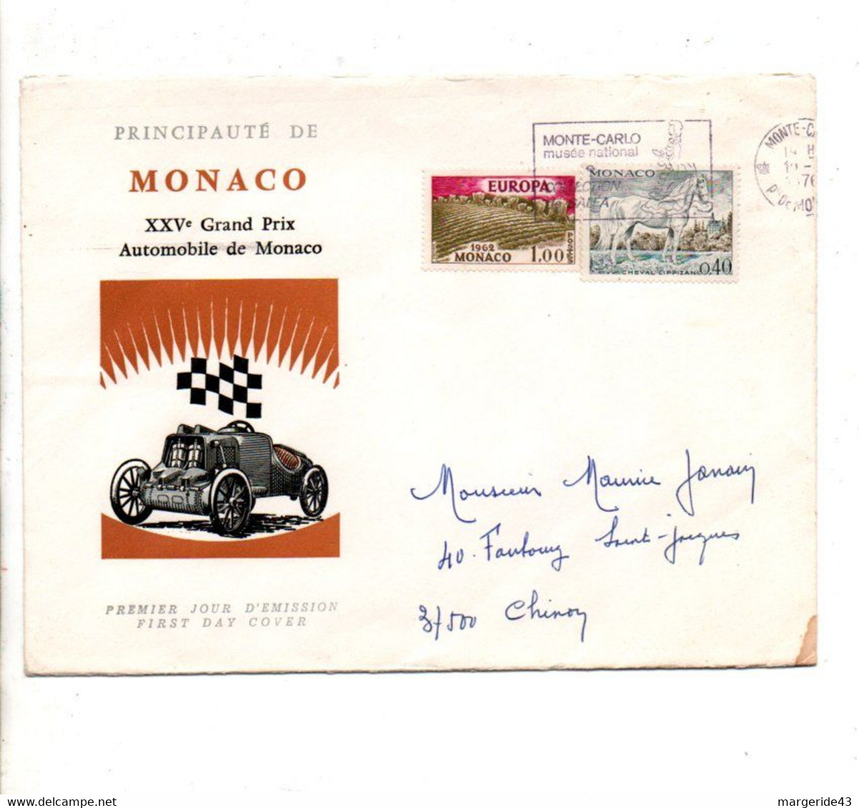 MONACO AFFRANCHISSEMENT COMPOSE SUR LETTRE POUR LA FRANCE 1970 - Brieven En Documenten