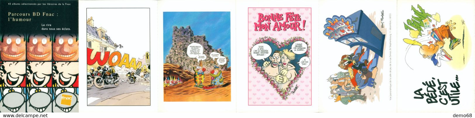 Fantaisie Publicité Bande Dessinée B D FNAC L'humour 6 Superbes Cartes Neuves "en Accordéon" Titeuf ZEP Etc.. - Comics