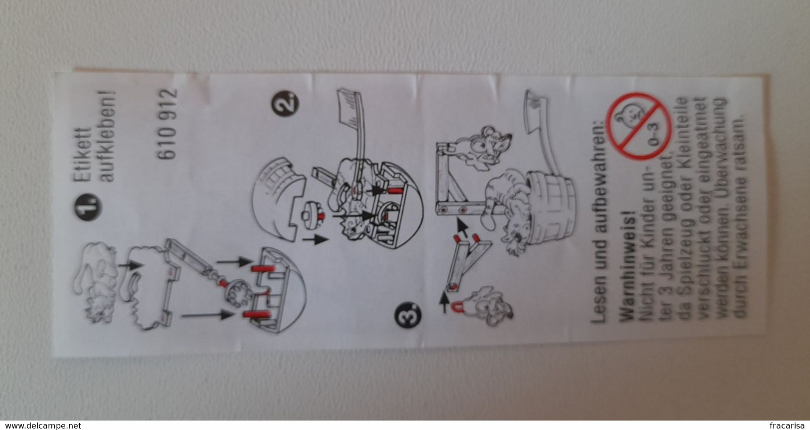 KINDER SURPRISE 2002 Deutch :           BPZ : 610912 - Instructions