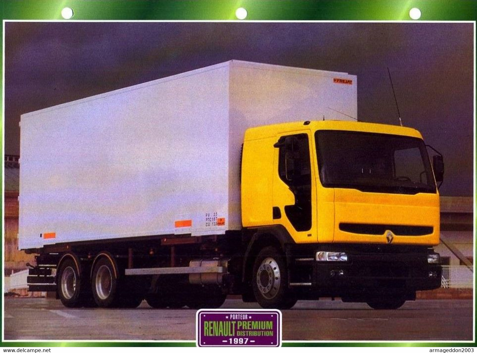 FICHE CARTONNE CAMION PORTEUR 1997 RENAULT PREMIUM DISTRIBUTION - Camions