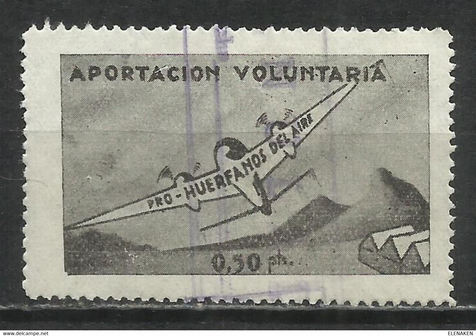 SO87-SELLO VIÑETA EJERCITO AVIACION HUERFANOS DEL AIRE AVIACION AVIONES AEREOS. -VIÑETA SEAL ARMY AVIATION ORPHANS OF TH - Used Stamps