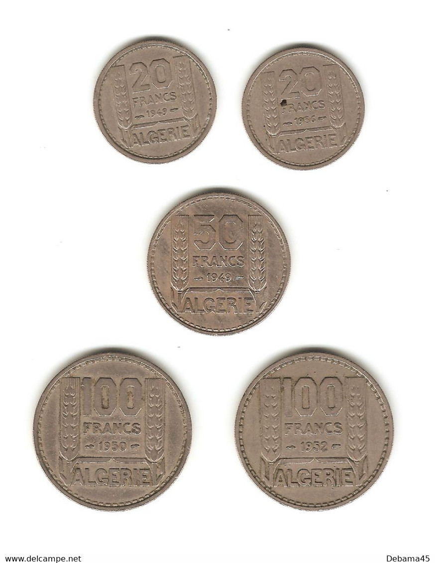 447/ Algérie (col. Fr) : 20 Francs 1949 Et 1956 - 50 Francs 1949 - 100 Francs 1950 Et 1952 (la Série Complète) - Argelia