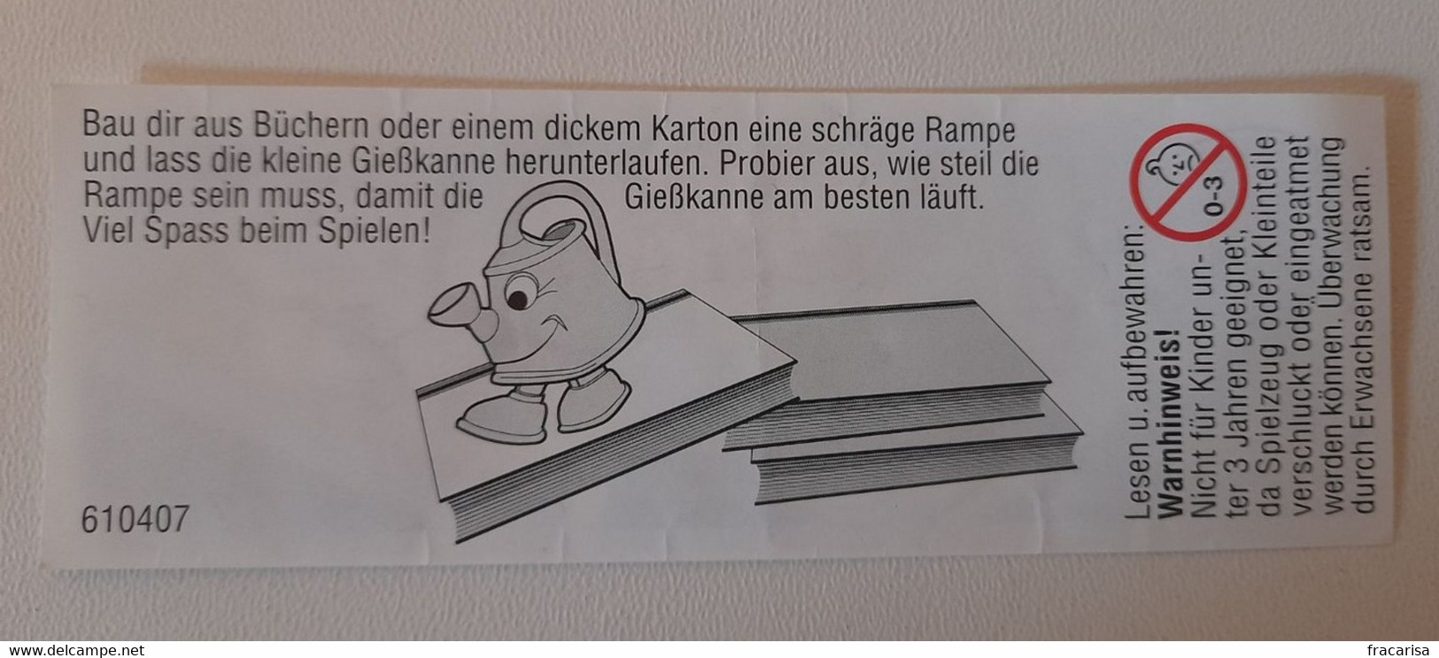 KINDER SURPRISE 2002 Deutch :           BPZ : 610407 - Instructions