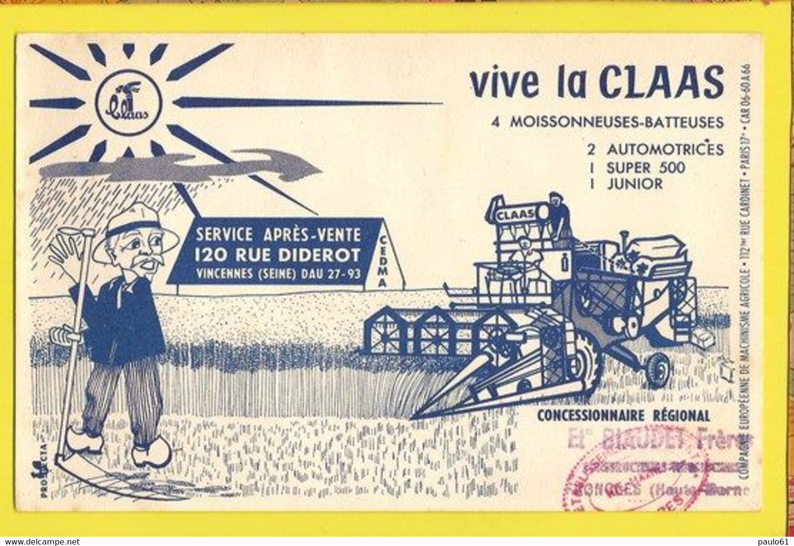 BUVARD : Vive La CLAAS Moissonneuses Batteuses Agriculture Cereales - Agricultura