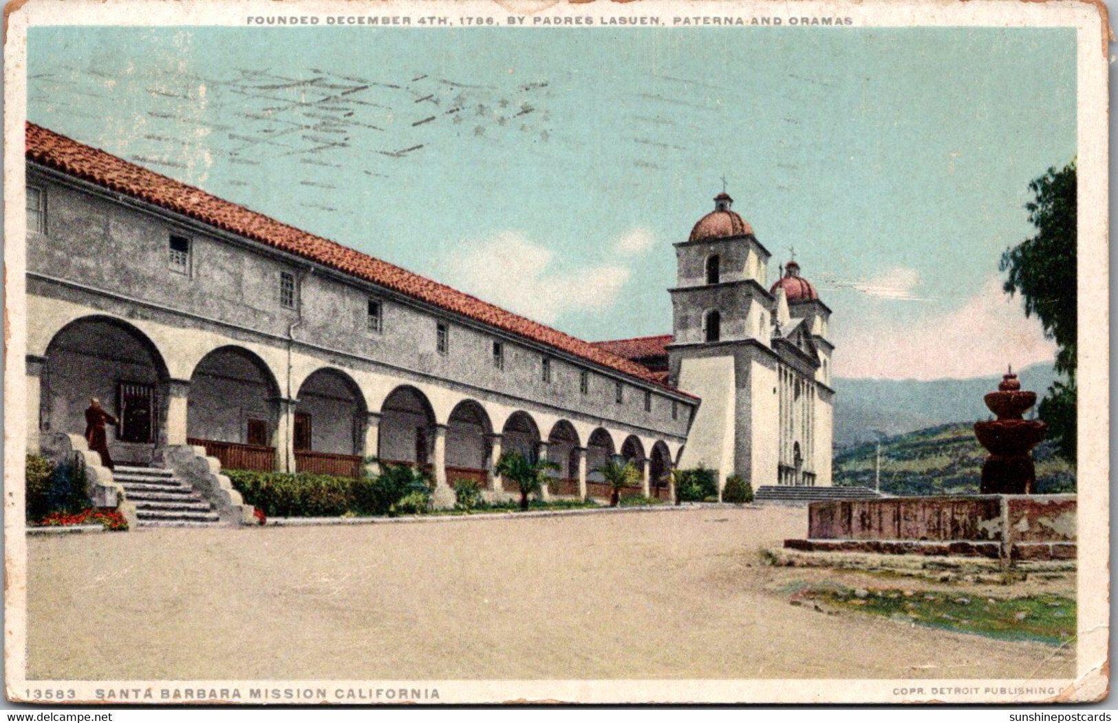 California Santa Barabara Mission 1919 Detroit Publishing - Santa Barbara