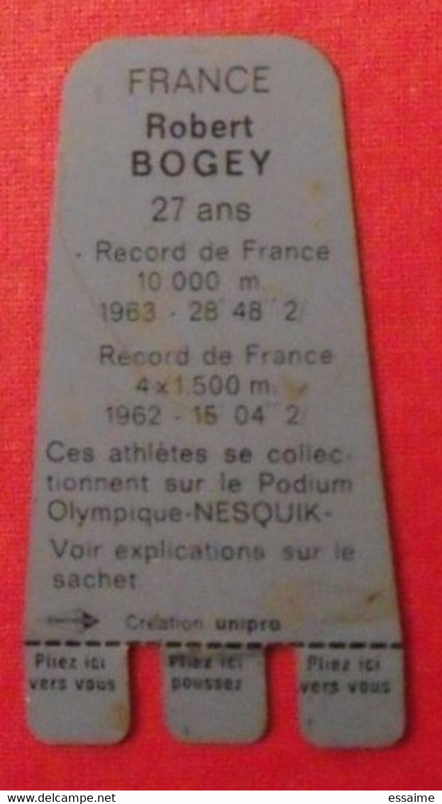 Plaquette Nesquik Jeux Olympiques. Podium Olympique. Robert Bogey. 10000 M. France.  Tokyo 1964 - Plaques En Tôle (après 1960)