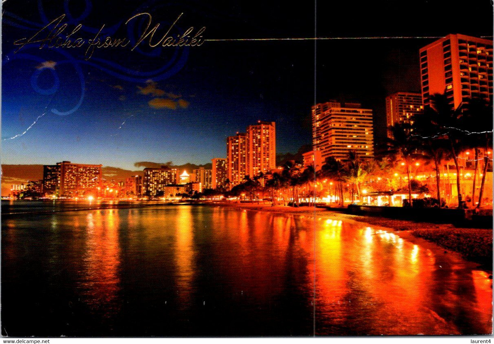 (2 P 3) USA Posted To Australia - Waikiki At Night - Hawaï