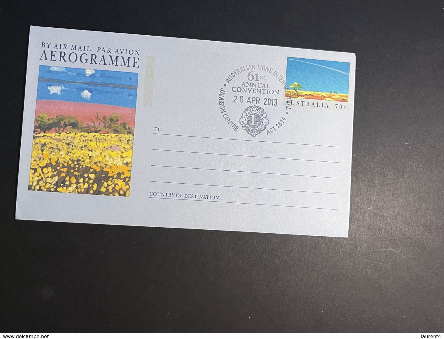 (2 P 4)  Australia Cover - 2013 - Lion's Club Aerogramme (3) - Aerograms