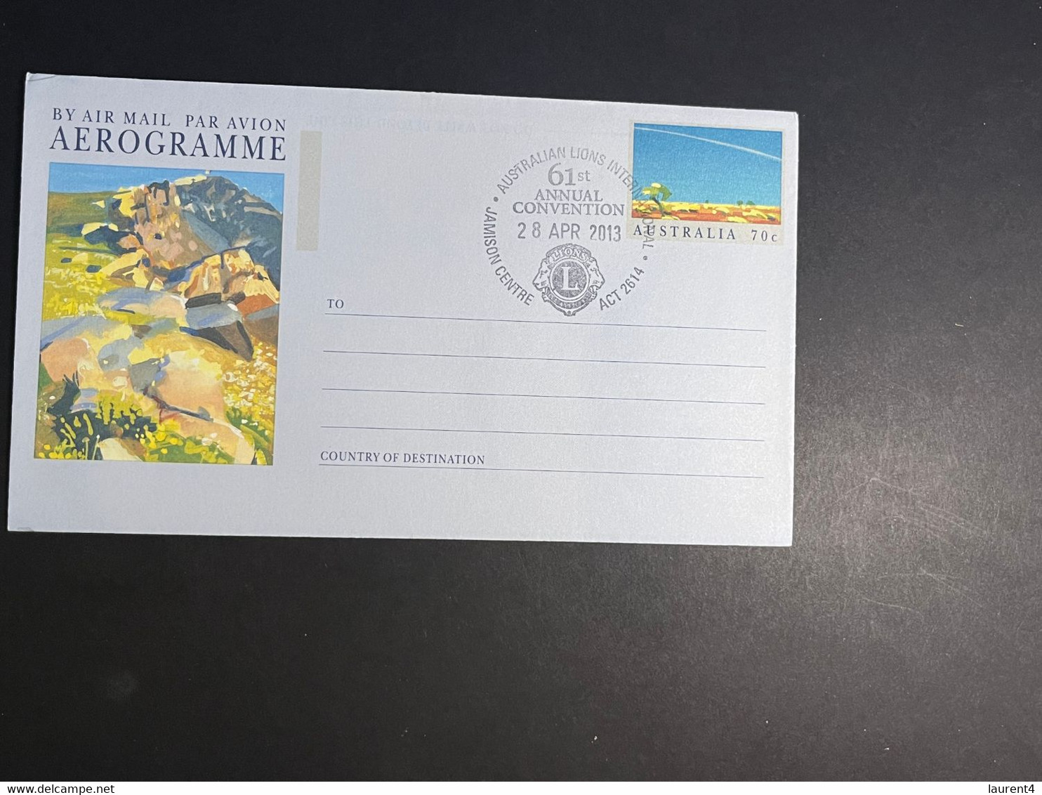 (2 P 4)  Australia Cover - 2013 - Lion's Club Aerogramme (3) - Aerogramme