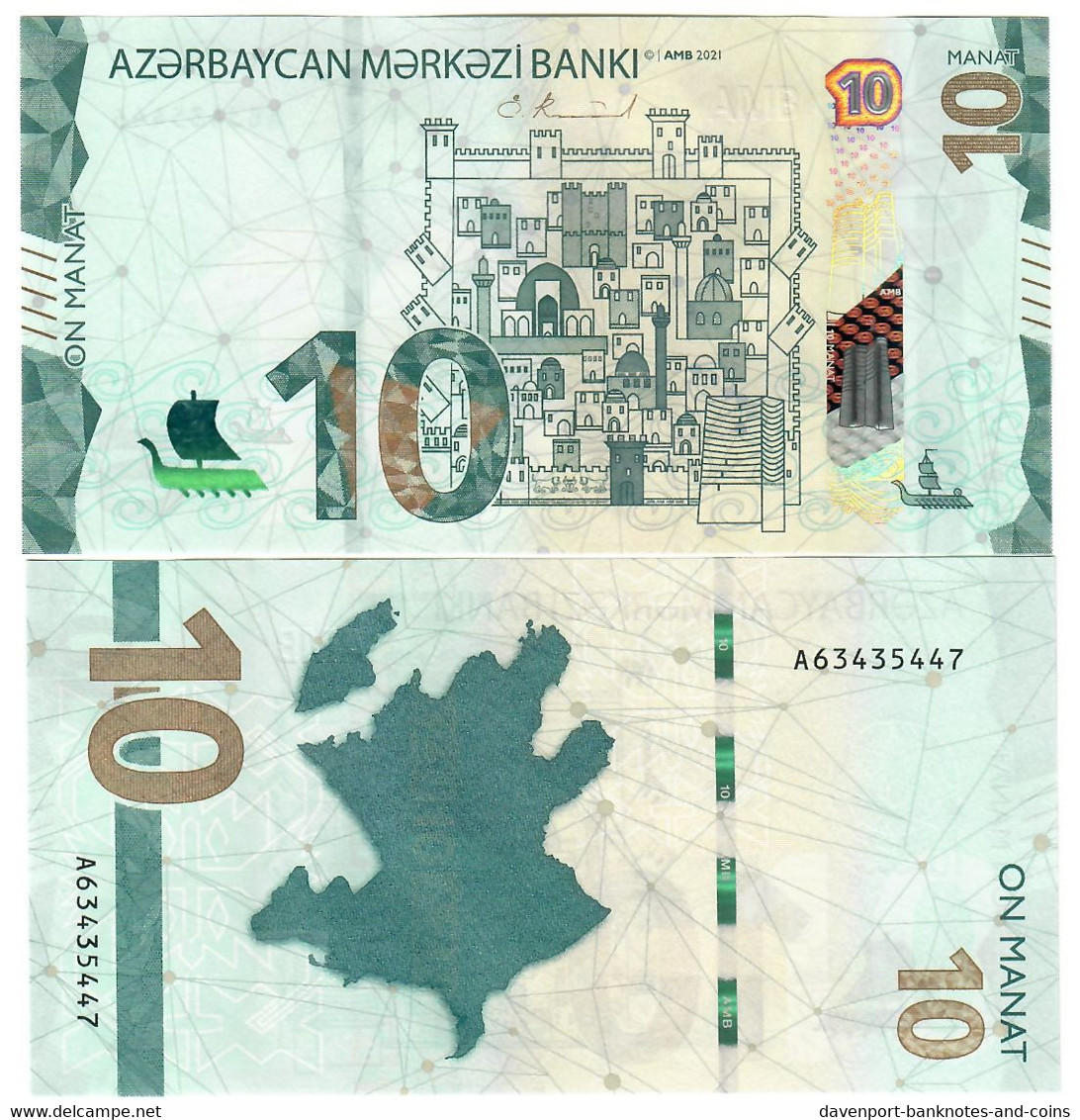 Azerbaijan 10 Manat 2021 (2022) UNC - Azerbaïjan