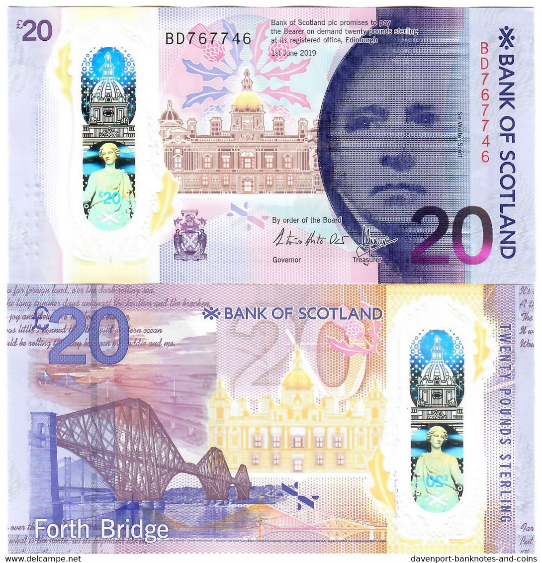 Scotland 20 Pounds 2019 AUNC Bank Of Scotland - 20 Pounds