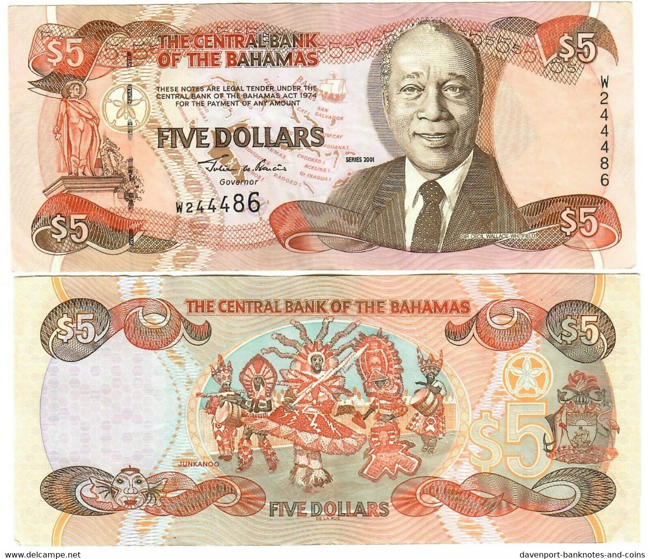 Bahamas 5 Dollar 2001 EF "Francis" - Bahamas