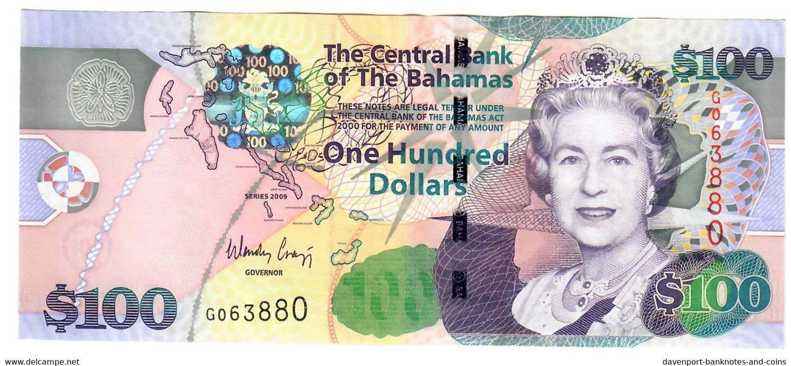 Bahamas 100 Dollars 2009 AUNC "Craigg" - Bahama's