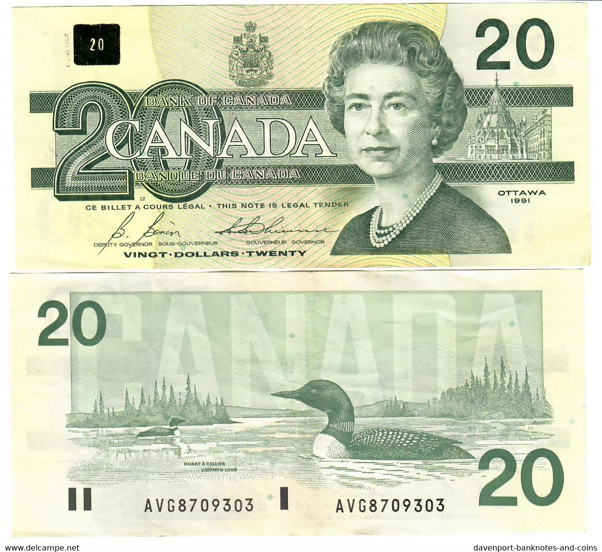 Canada 20 Dollars 1991 EF "AVG" Bonin-Thiessen - Canada