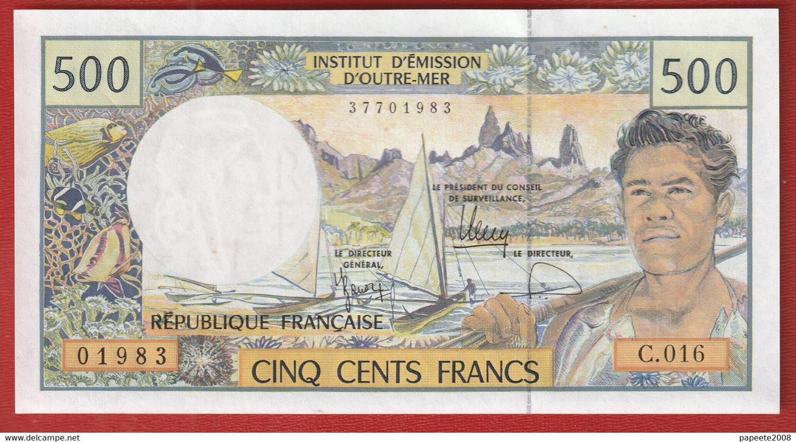 Polynésie Française / Tahiti - 500 FCFP - Alphabet C.016 / 2012 / Signatures Barroux-Noyer-Besse- Neuf  / Jamais Circulé - Französisch-Pazifik Gebiete (1992-...)