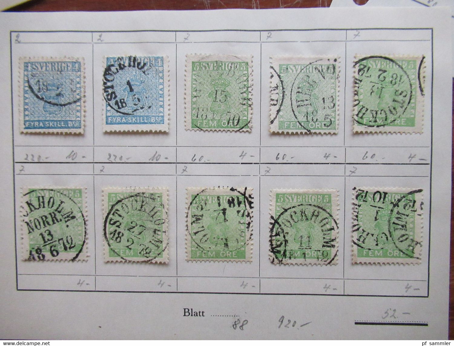 Schweden Klassik 1855 - 1874 Viele Gestempelte Marken Auf Auswahlseiten Uraltes Auktionslos Edgar Mohrmann Hamburg - Used Stamps