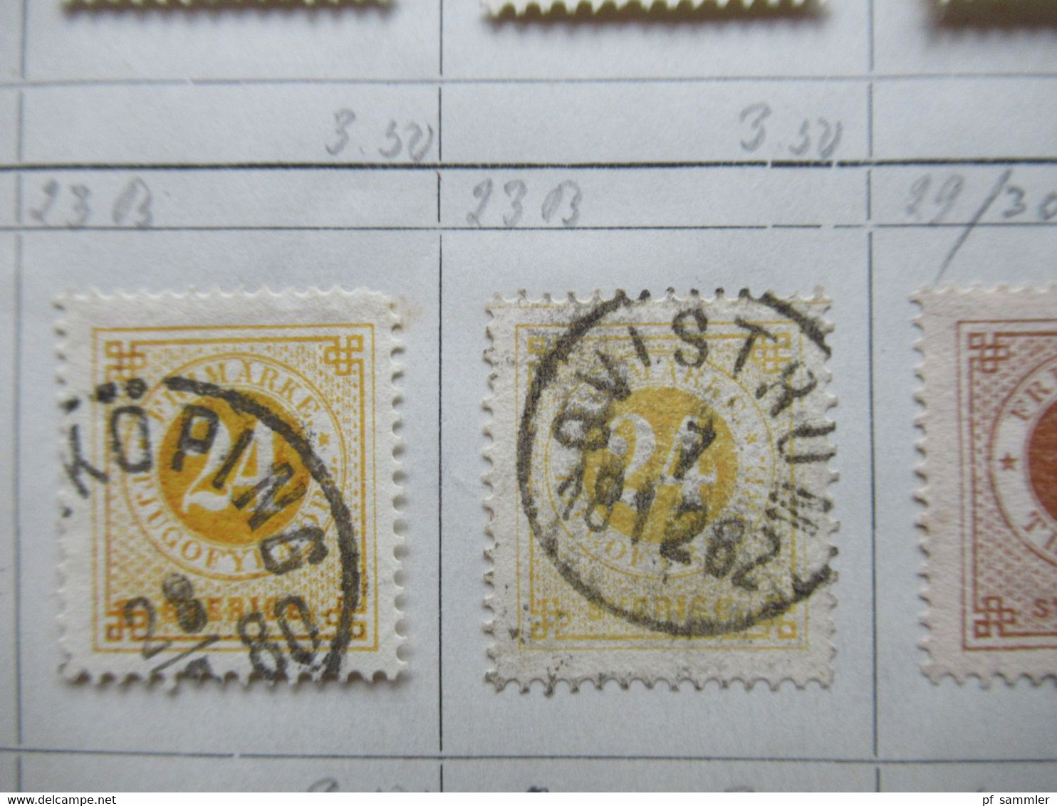 Schweden Klassik 1855 - 1874 viele gestempelte Marken auf Auswahlseiten uraltes Auktionslos Edgar Mohrmann Hamburg