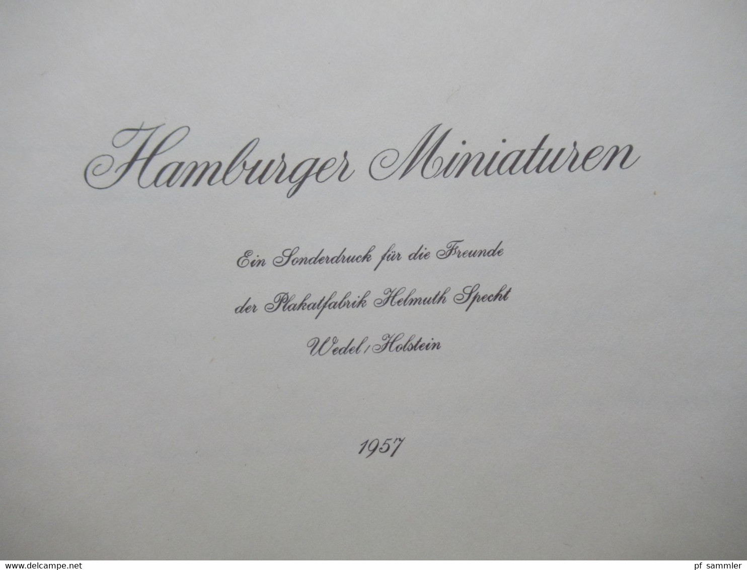 Hamburger Miniaturen. Ein Sonderdruck Für Die Freunde Der Plakatfabrik Helmuth Specht. 1957 / Geprägter Holzeinband!! - Pintura & Escultura