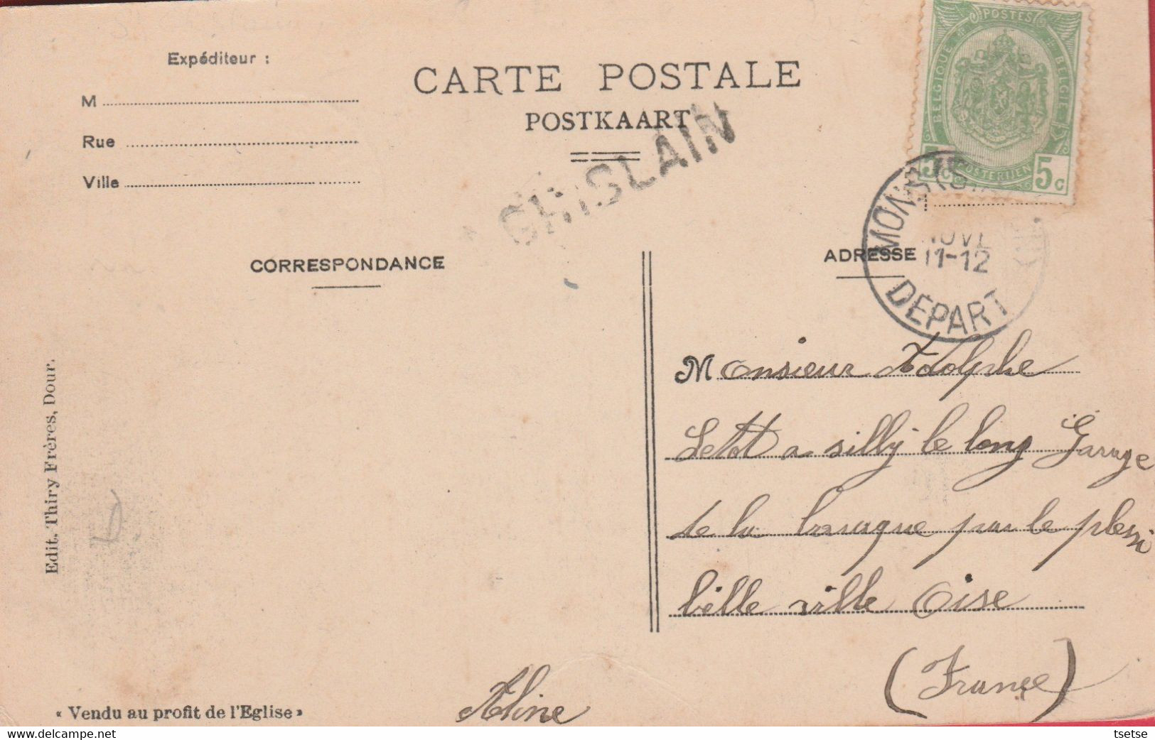 Hautrage-Etat - Société Des Réfractaires Et Céramiques -1908 ( Voir Verso / Jolie Griffe De St. Ghislain ) - Saint-Ghislain