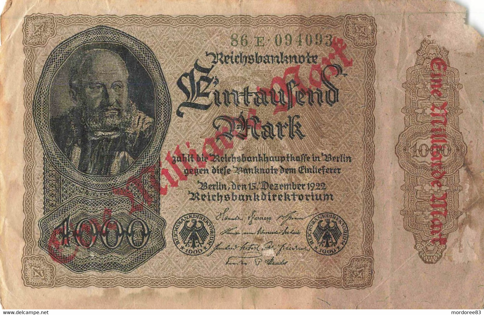 REICHSBANKNOTE 1000 MARKS - 1.000 Reichsmark