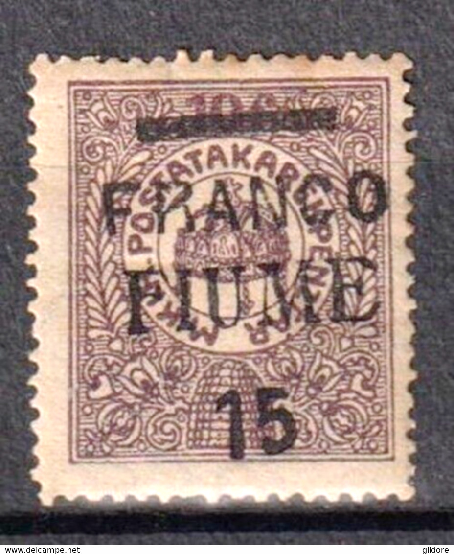 FIUME Rijeka 1919 Risparmio Postale " Franco Fiume 15 " SOVRASTAMPA OBLIQUA Sassone 31d - MH - Fiume & Kupa