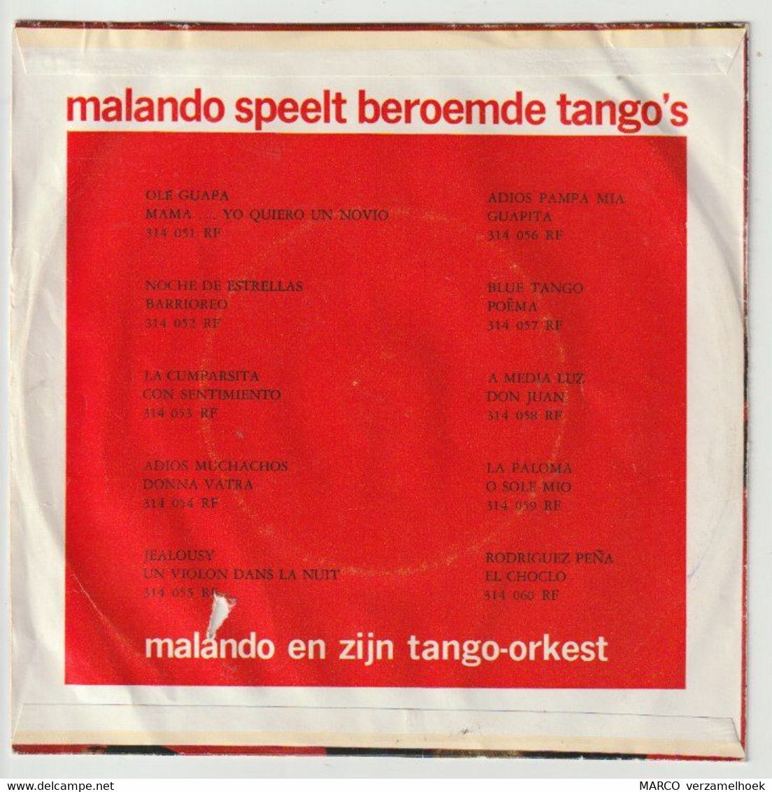 45T Single Malando Tango Orkest - Olé Guapa PHILIPS 314 051 - Opera
