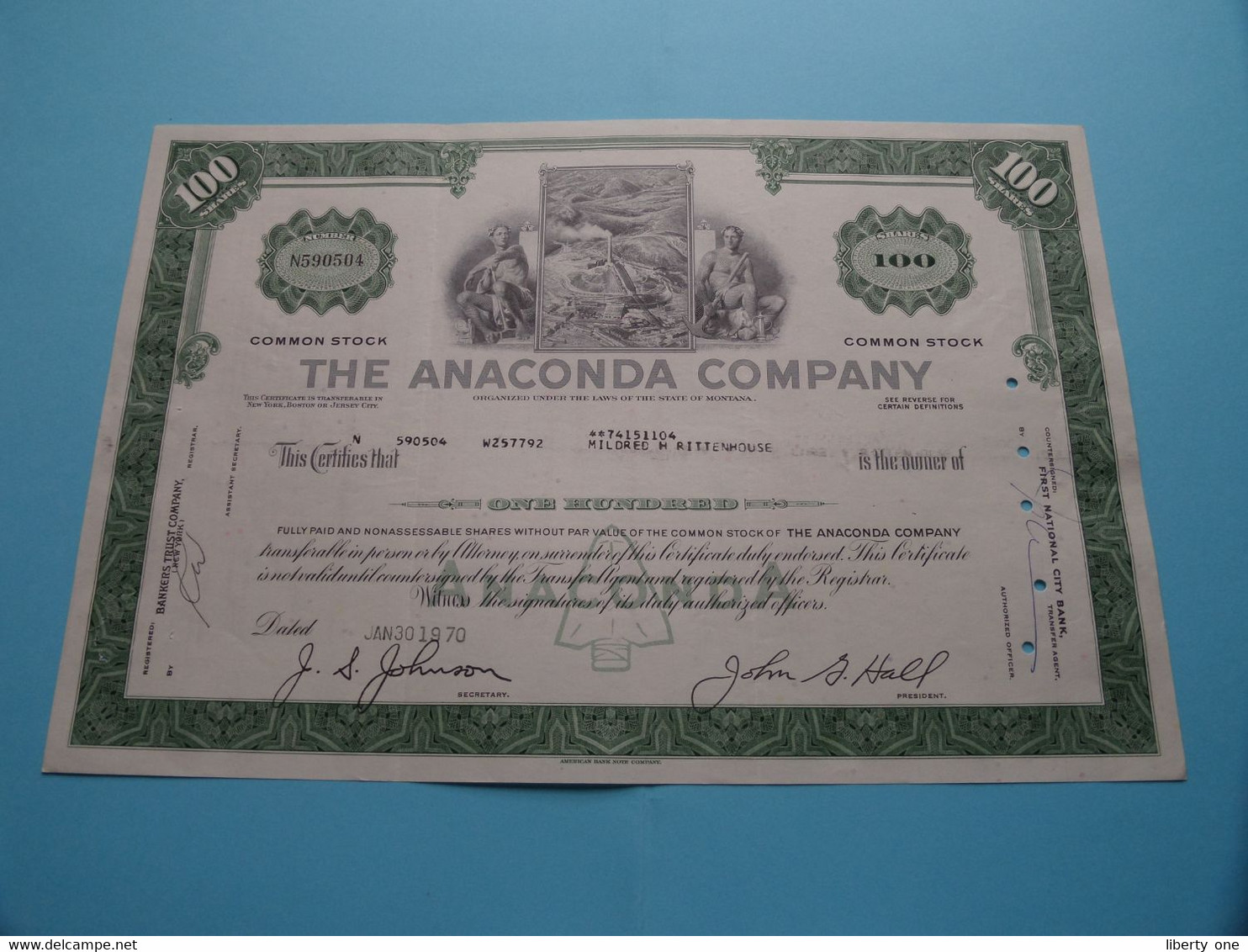 The ANACONDA C° - 100 Shares $ N° N590504 - Anno 1970 > ( See / Voir Scan) USA ! - A - C