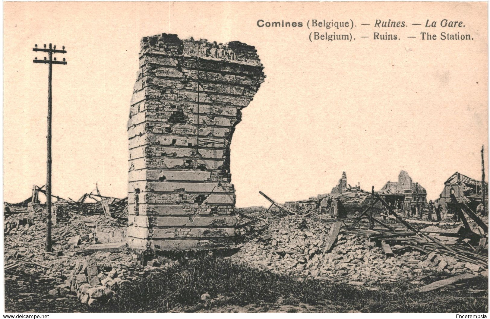 CPA  Carte Postale   Belgique Comines  La Gare Ruines  VM64391 - Komen-Waasten