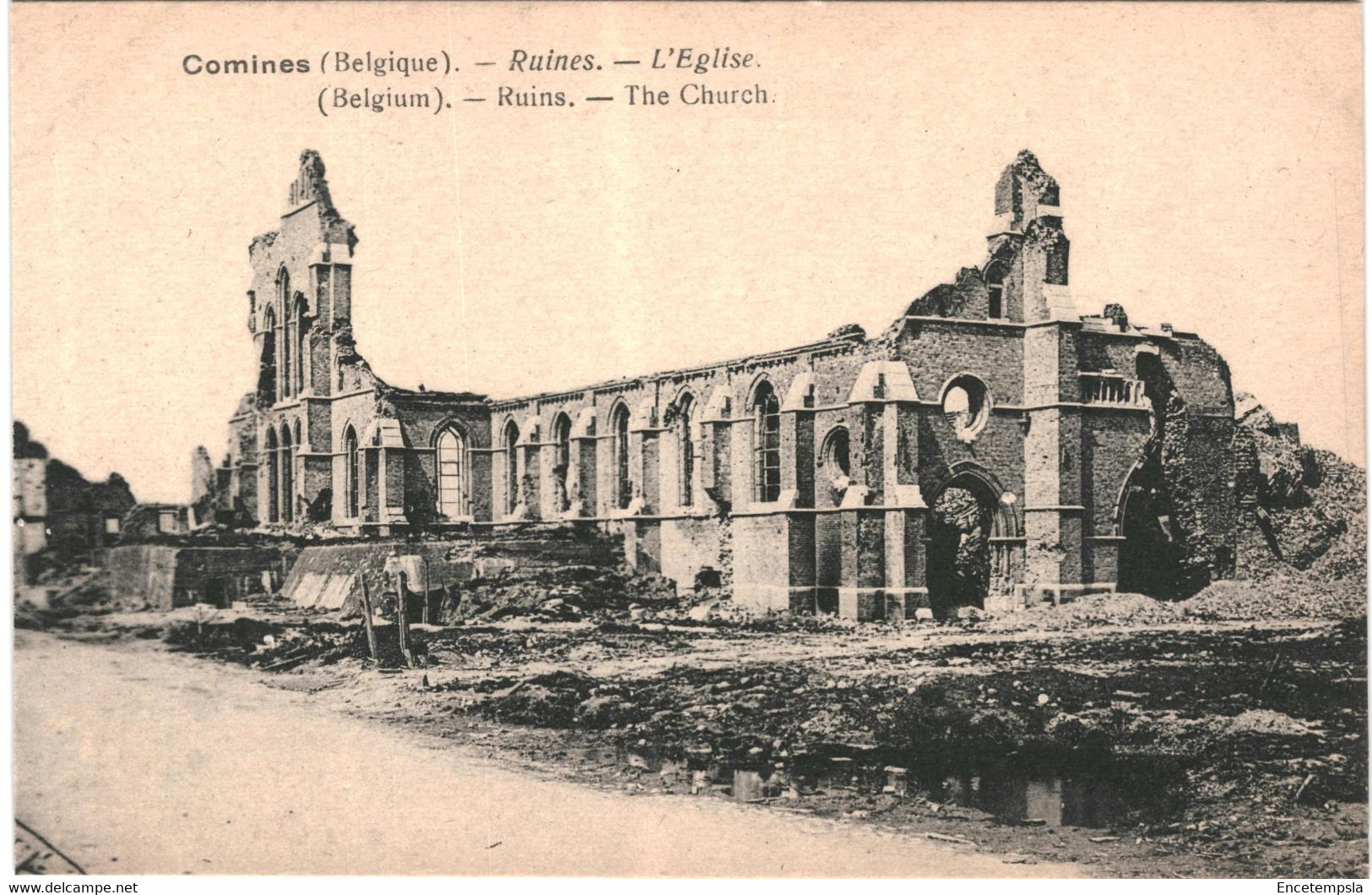 CPA  Carte Postale   Belgique Comines L'église Ruines    VM64393 - Komen-Waasten