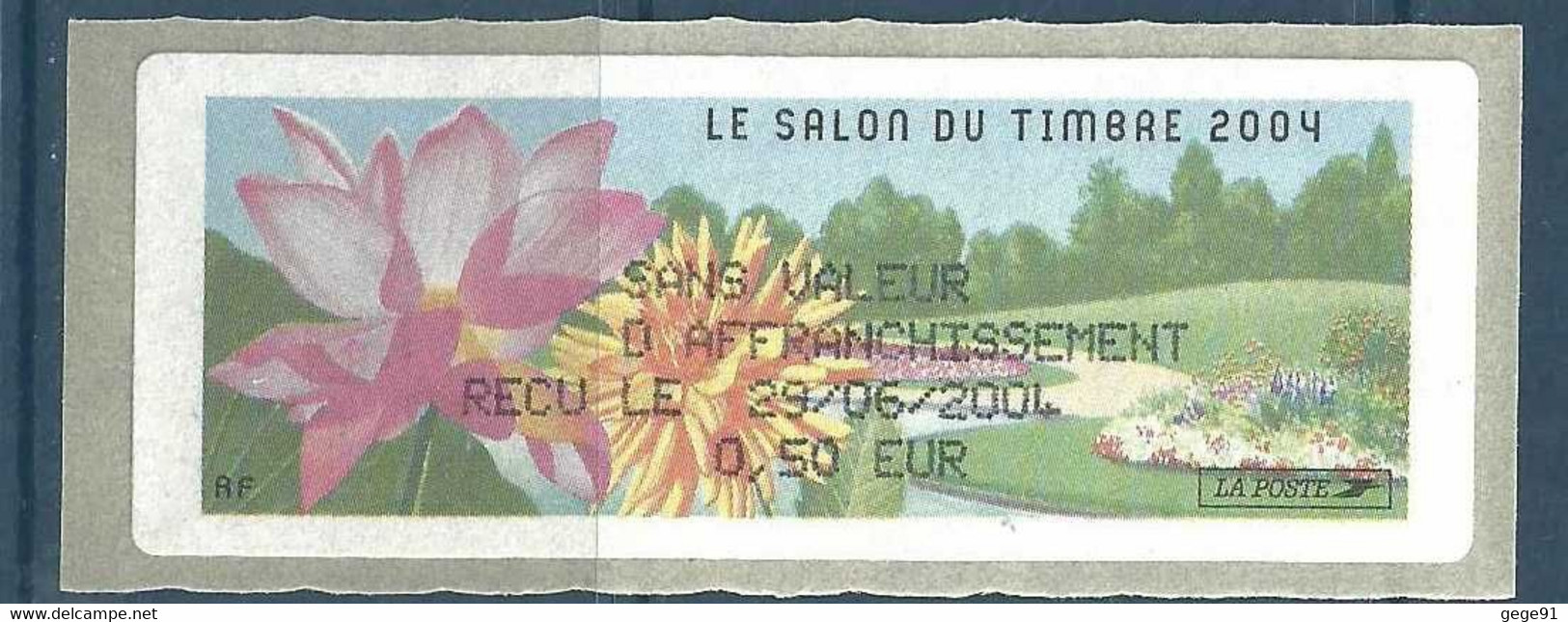 Vignette D'affranchissement Lisa - ATM - Reçu - Salon Du Timbre - Parc Floral - Dahlia - 1999-2009 Illustrated Franking Labels