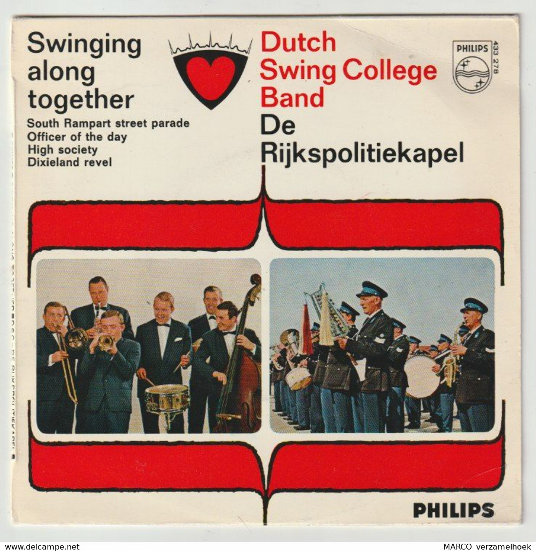 45T Single Dutch Swing College Band - De Rijkspolitiekapel 1964 PHILIPS 433 278 - Autres - Musique Néerlandaise