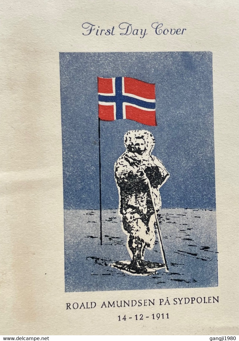 NORWAY 1961, FDC PRIVATE COVER, ILLUSTRATE FLAG, AMUNDSEN'S ARRIVAL AT SOUTH POLE, PARTY & TENT, 2 STAMP, OSLO CITY CANC - Briefe U. Dokumente