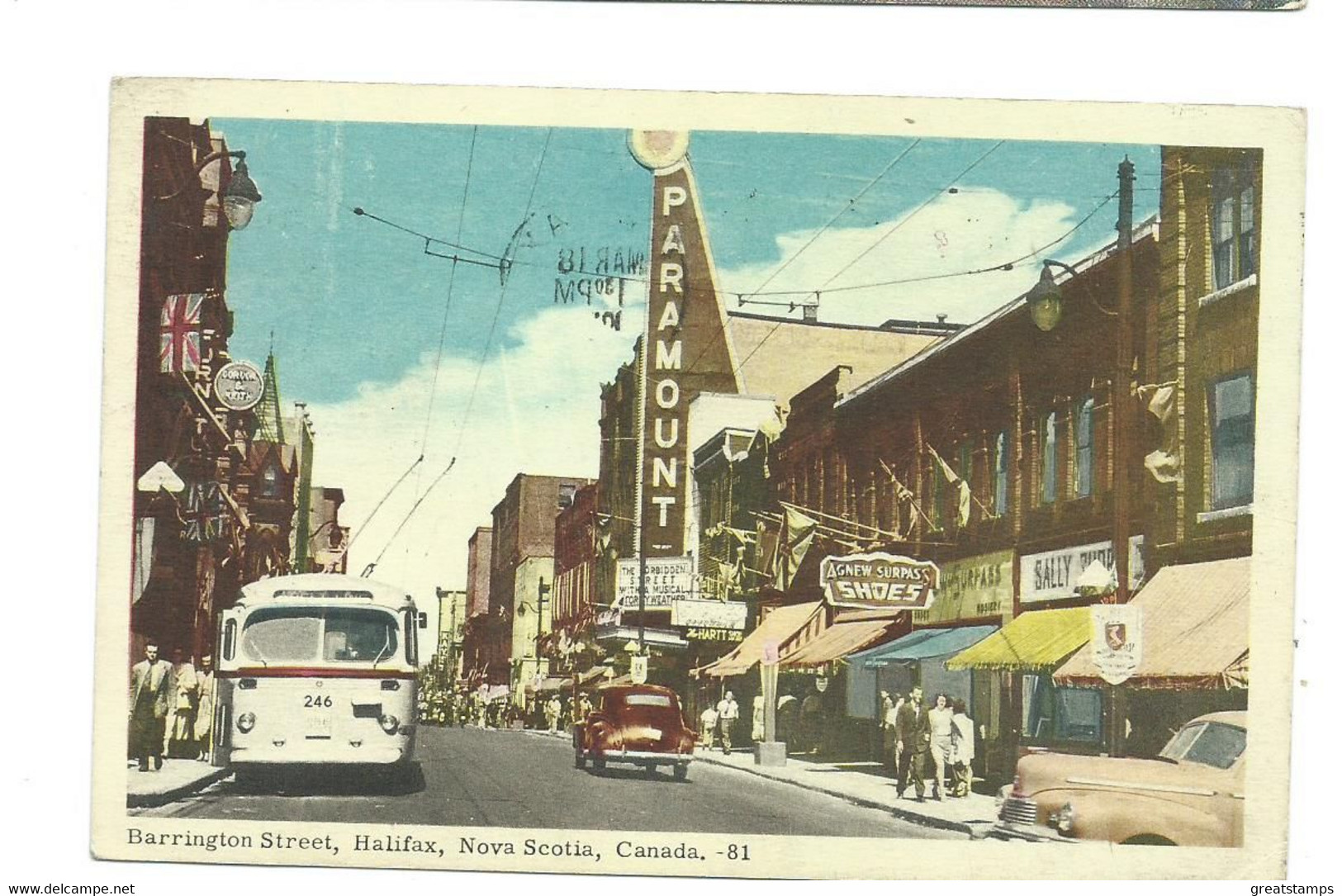 Canada  Postcard Nova Scotia Ship Mail Halifax Barrington Street No Stamp 1953  On M.s.japara - Halifax