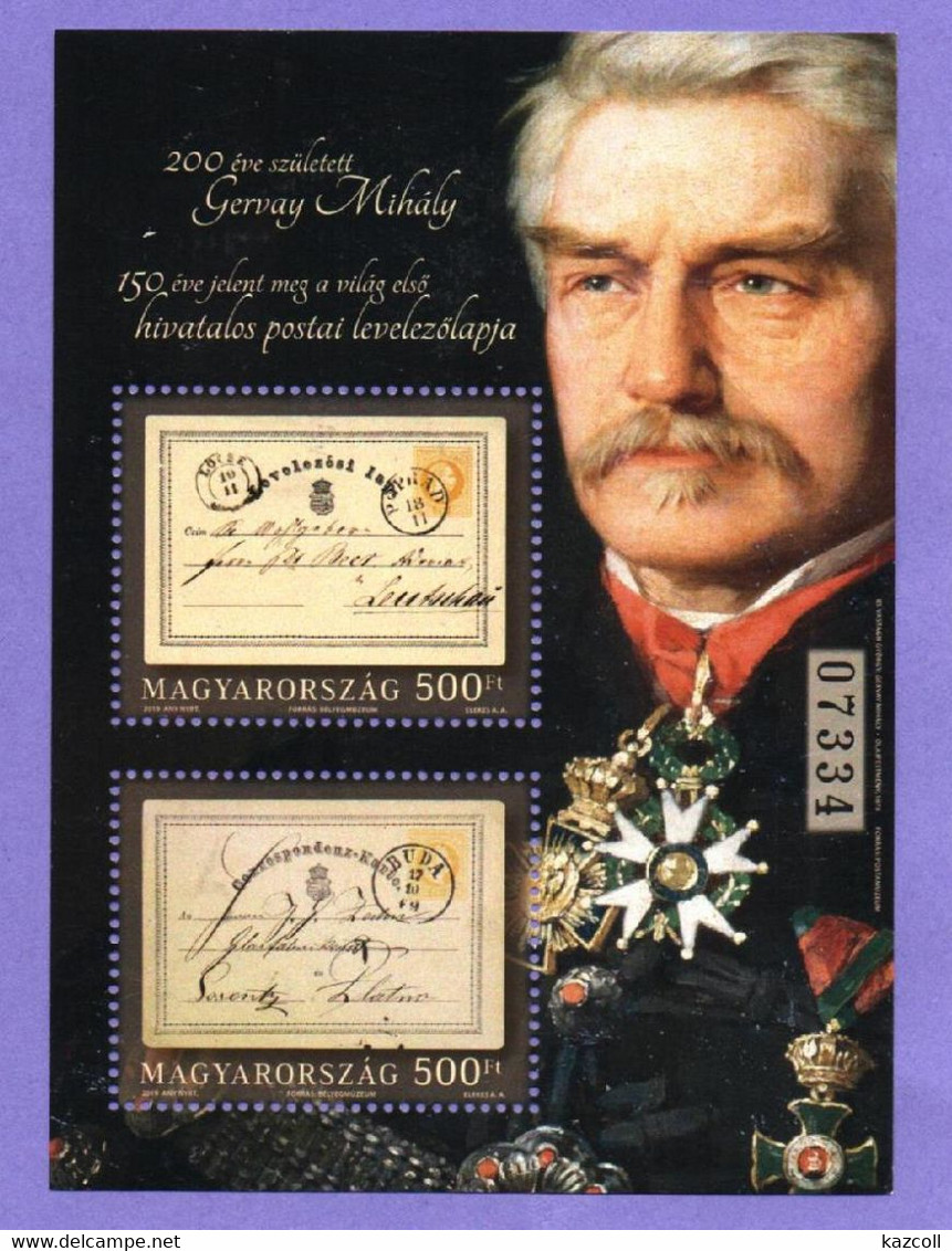 Hungary 2019.  World’s First Official Postcard Issued 150 Years Ago - Mihaly Gervay MNH - Nuevos