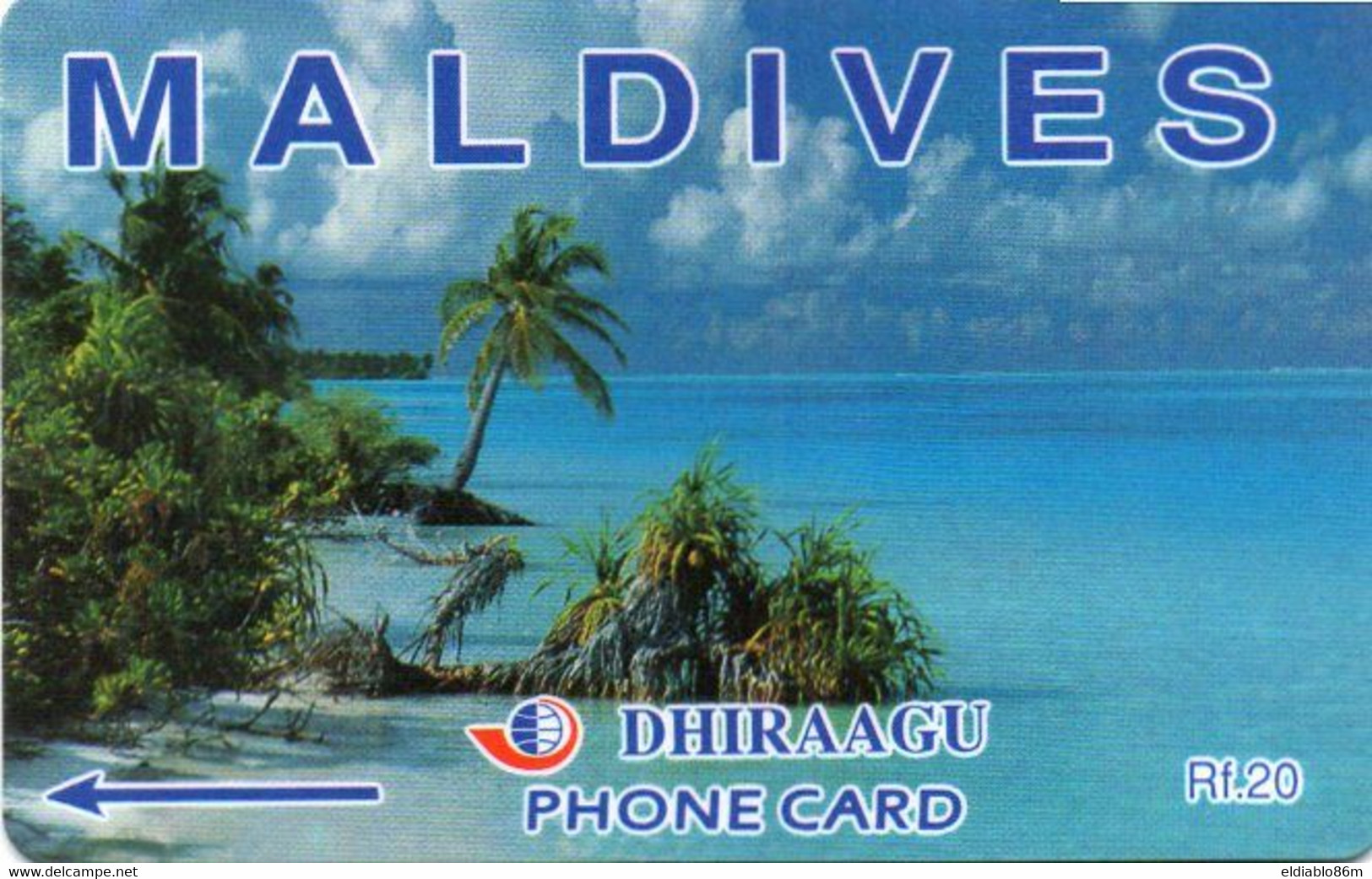 MALDIVES - GPT - 109MLDB - COCONUT PALMS - DASHED ZERO - Maldiven