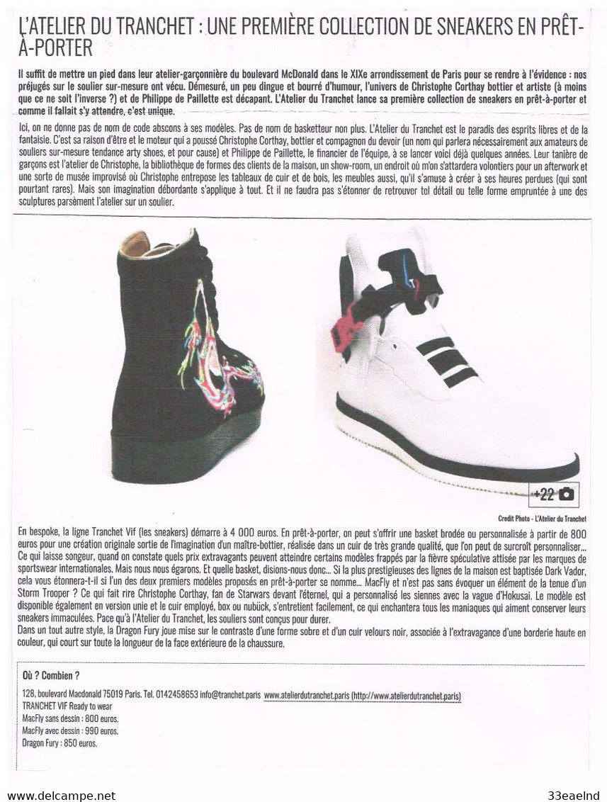 sneakers / chaussure / basket / Atelier du Tranchet Paris / Modèle DRAGON FURY / Année modèle 2021/22