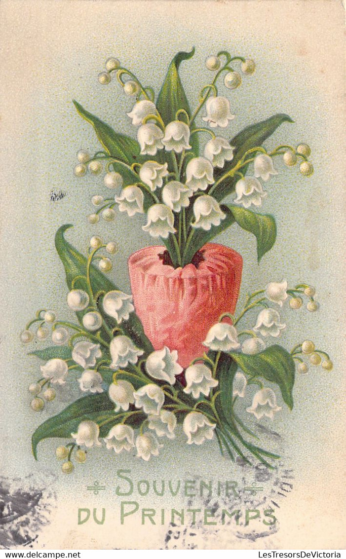 FLEURS - Illustration Non Signée - Bouquet De Fleurs Muguet Dans Un Vase - Carte Postale Ancienne - Fleurs