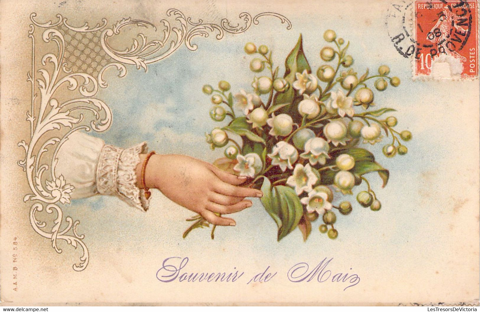 ENFANTS - Illustration Non Signée - Bouquet De Fleurs Muguet Tendu - Carte Postale Ancienne - Flowers