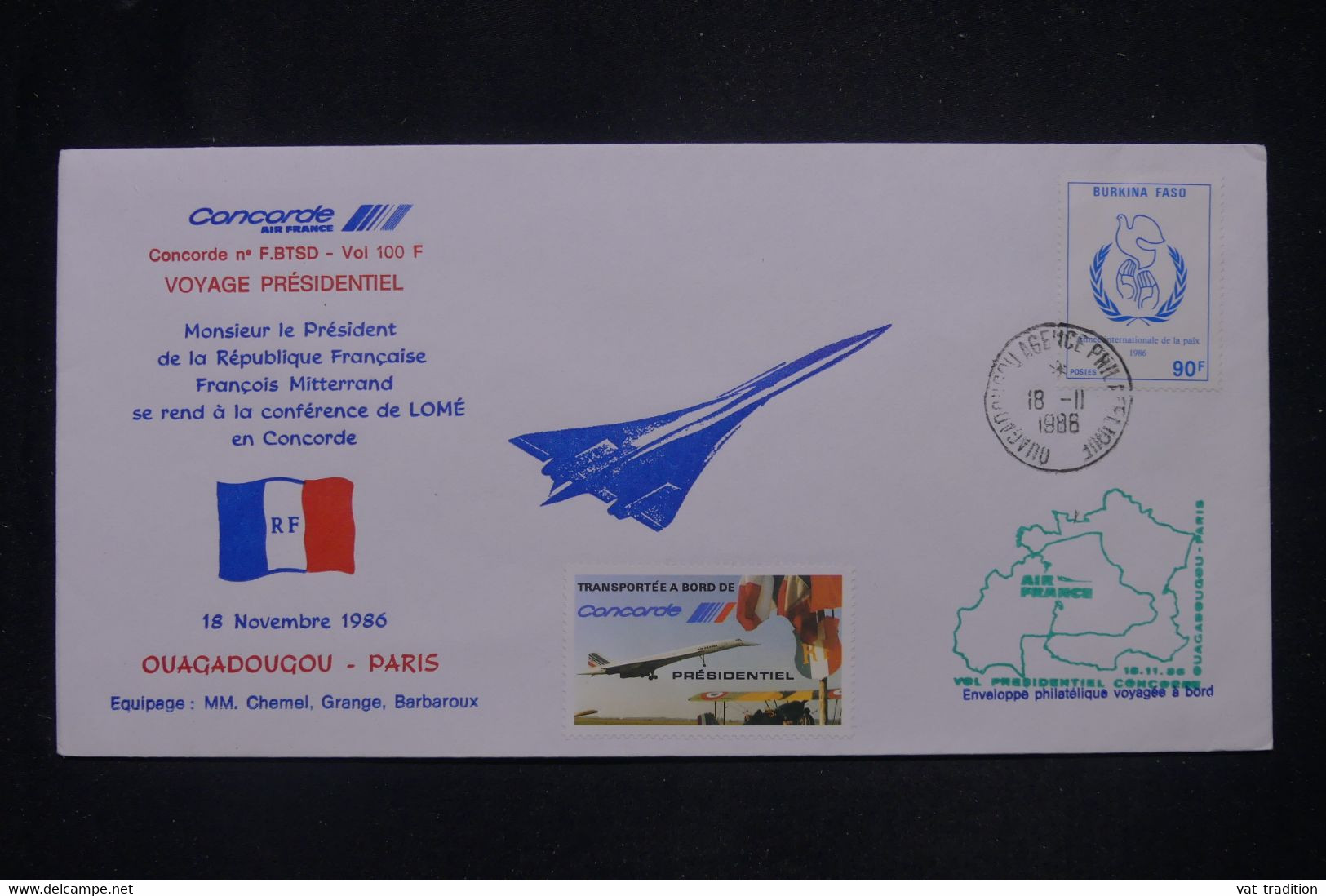 BURKINA FASO - Enveloppe Du Concorde En 1986  Avec Vignette Concorde Présidentiel  - L 141864 - Burkina Faso (1984-...)