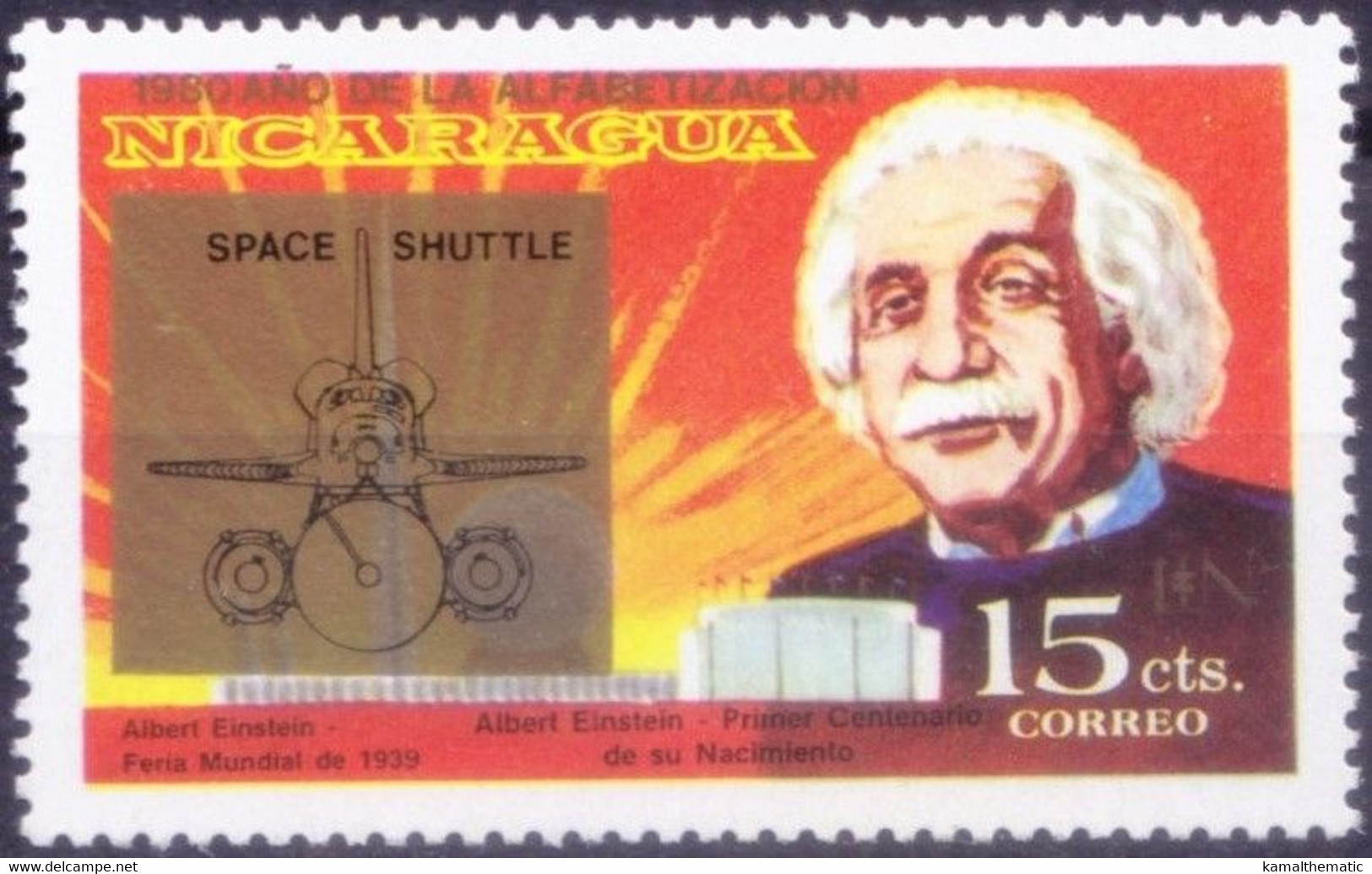 Nicaragua 1980 MNH, Einstein Nobel Physics, OVP Space Shuttle - Albert Einstein
