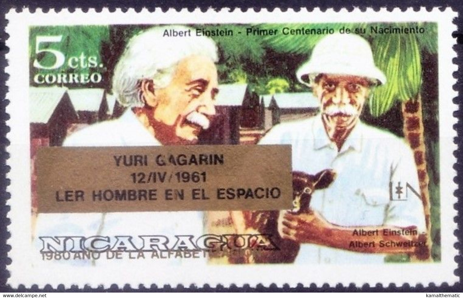 Nicaragua 1980 MNH, Schweitzer, Einstein Nobel, OVP Gagarin - Albert Einstein