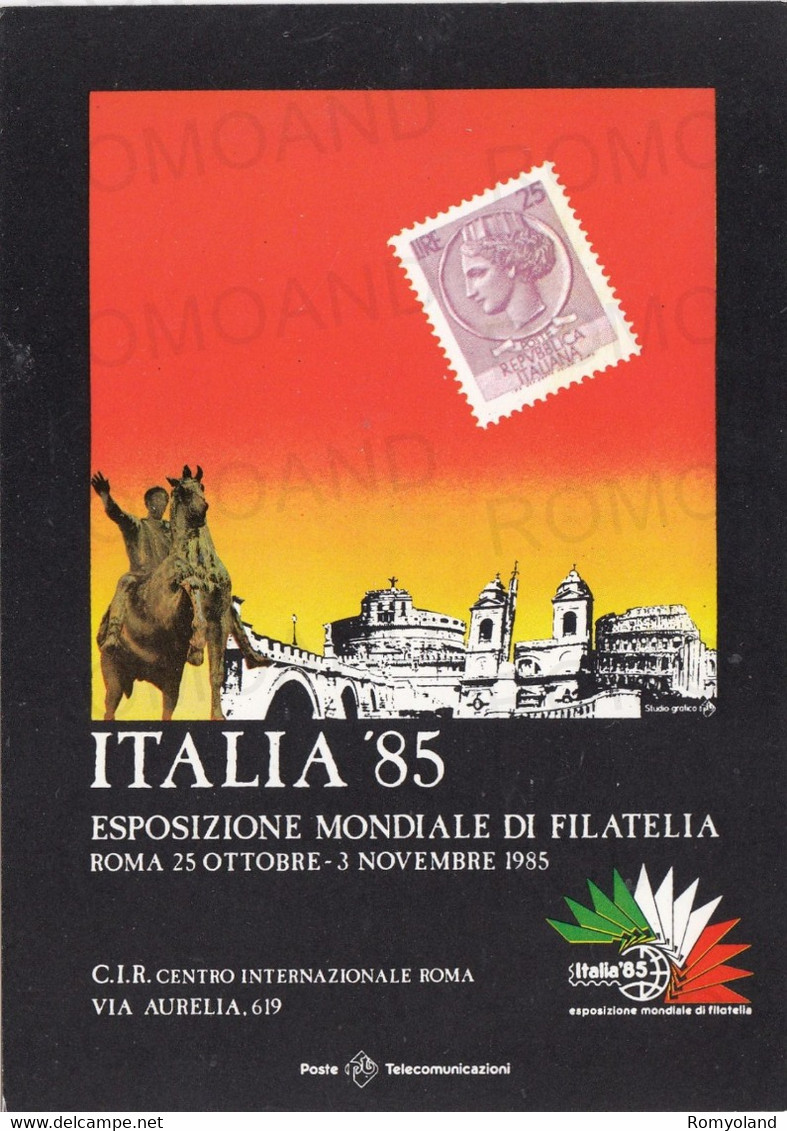 CARTOLINA  ROMA,LAZIO-C.I.R.CENTRO INTERNAZIONALE-ITALIA'85-ESPOSIZIONE MONDIALE DI FILATERIA 25 OTT-3 NOV-NON VIAGGIATA - Expositions