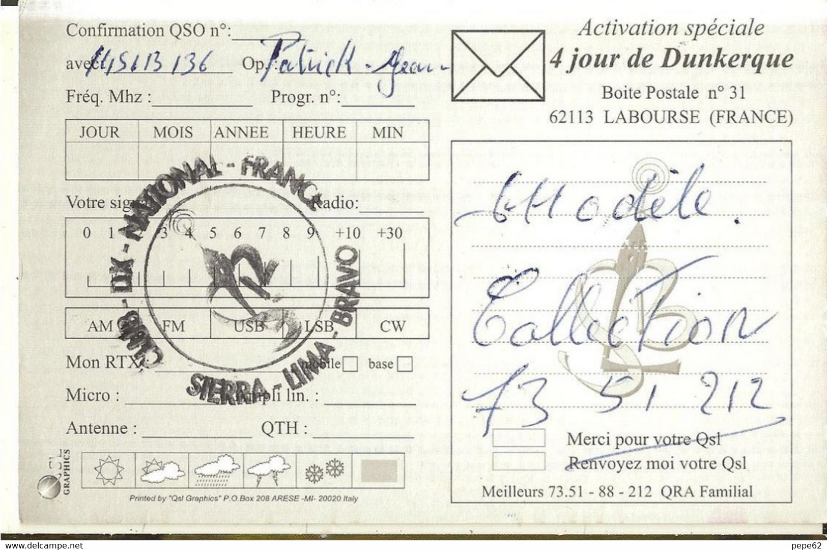 4 Jours De Dunkerque - Carte QSL- 62113 Labourse - Cpm - CB