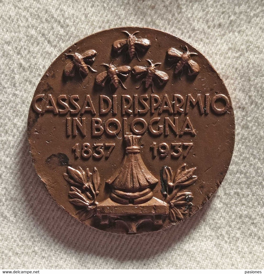 Medaglia Centenario Cassa Di Risparmio Di Bologna (1837-1937) - Professionnels/De Société