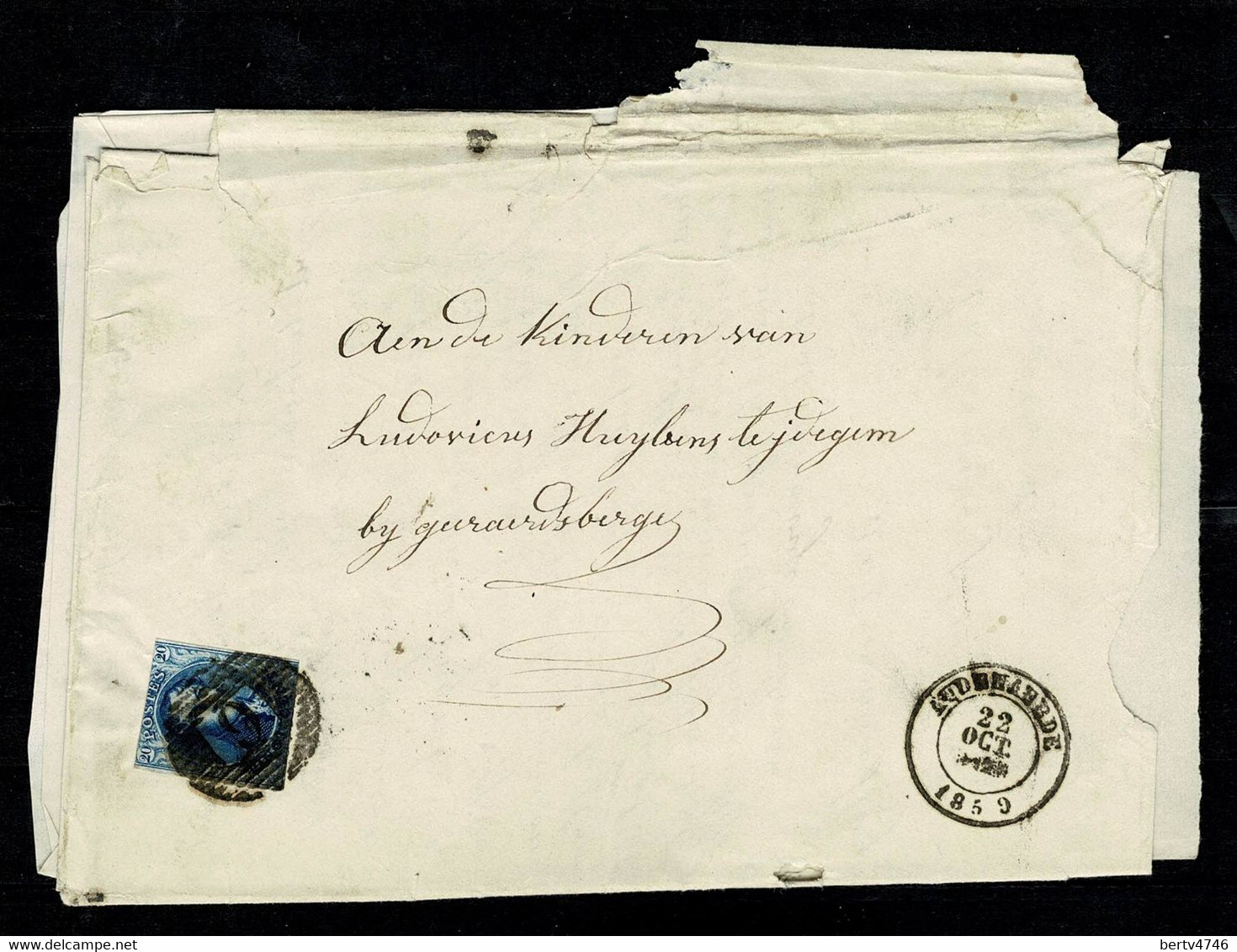 Belg Medaillon 20 C. Op Brief/ Sur Lettre - Afst./Obl 9 (Audenaerde Naar/vers Geraardsbergen/Grammont 22 Oct 1859 - 1858-1862 Medallions (9/12)